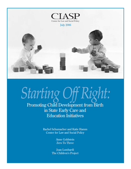 Promoting Child Development from Birth in State Early Care and Education Initiatives