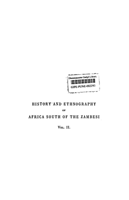 History'and Ethnography Africa South of the Zambesi