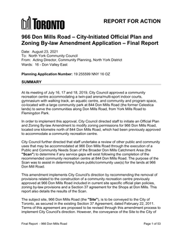 966 Don Mills Road – City-Initiated Official Plan and Zoning By-Law Amendment Application – Final Report