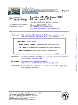 Effector Memory T Cells + Regulation of IL-17 in Human CCR6