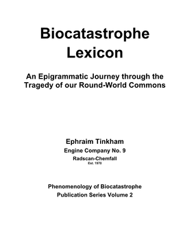 Biocatastrophe Lexicon