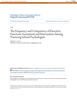 The Frequency and Competency of Executive Functions Assessment