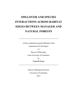 Spillover and Species Interactions Across Habitat Edges Between Managed and Natural Forests