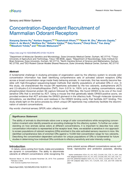 Concentration-Dependent Recruitment of Mammalian Odorant Receptors