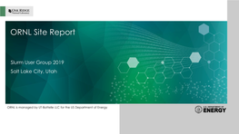 ORNL Site Report