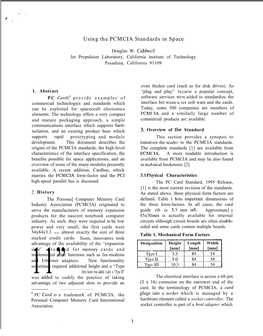 Using the PCMCIA Standards in Space