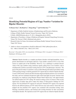 Identifying Potential Regions of Copy Number Variation for Bipolar Disorder