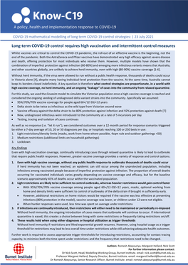 Long-Term COVID-19 Control Requires High Vaccination and Intermittent Control Measures