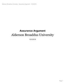 Assurance Argument - 10/3/2018