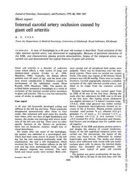 Internal Carotid Artery Occlusion Caused by Giant Cell Arteritis