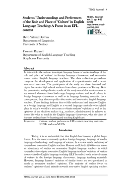 Students‟ Understandings and Preferences of the Role and Place