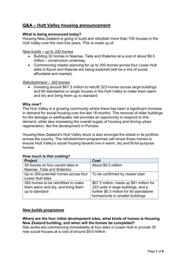 Hutt Valley Housing Announcement