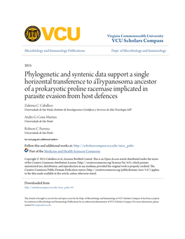 Trypanosoma Ancestor of a Prokaryotic Proline Racemase Implicated in Parasite Evasion from Host Defences Zuleima C