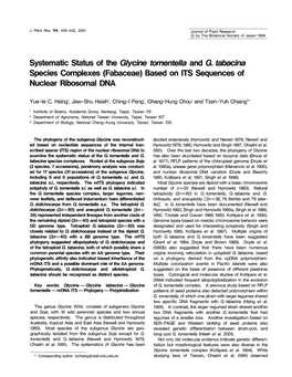 Systematic Status of the Glycine Tomentella and G. Tabacina Species Complexes (Fabaceae) Based on ITS Sequences of Nuclear Ribosomal DNA