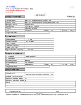 Proof of Performance Data Cross River & Yorktown System Winter 2019