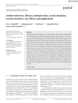 Antiferroelectrics: History, Fundamentals, Crystal Chemistry, Crystal Structures, Size Effects, and Applications