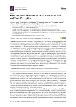 The Role of TRP Channels in Pain and Taste Perception