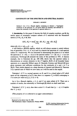 Continuity of the Spectrum and Spectral Radius