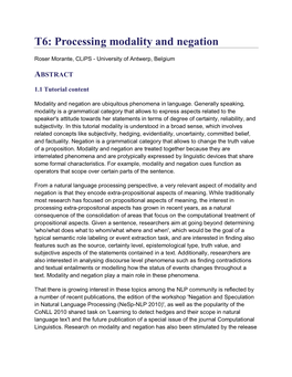 T6: Processing Modality and Negation