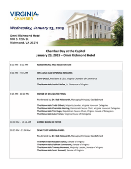 Chamber Day at the Capitol January 23, 2019 – Omni Richmond Hotel