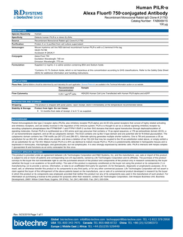 Human PILR‑Α Alexa Fluor® 750‑Conjugated Antibody