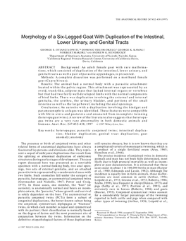 Morphology of a Six-Legged Goat with Duplication of the Intestinal, Lower Urinary, and Genital Tracts