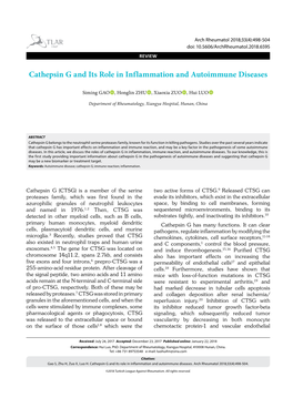 Cathepsin G and Its Role in Inflammation and Autoimmune Diseases