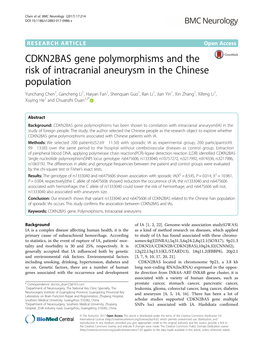 CDKN2BAS Gene Polymorphisms and the Risk of Intracranial Aneurysm In
