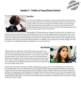 Handout 2 – Profiles of Young Climate Activists
