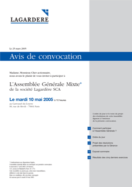 Avis De Convocation