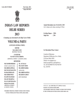 Indian Law Reports Delhi Series 2013