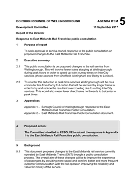 Response to East Midlands Rail Franchise Public Consultation