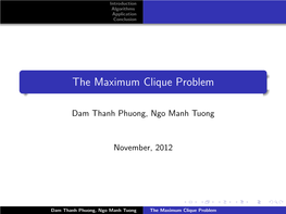 The Maximum Clique Problem
