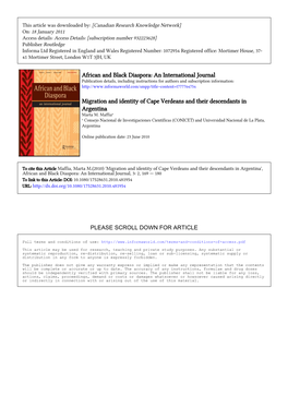 African and Black Diaspora: an International Journal Migration And