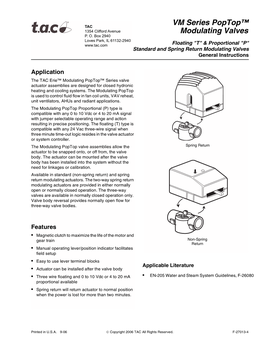 VM Series Poptop™ Modulating Valves