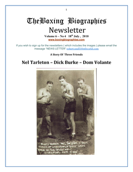 Theboxing Biographies Newsletter Volume 6 – No 4 18Th July , 2010