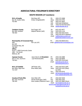 Agricultural Fieldman's Directory