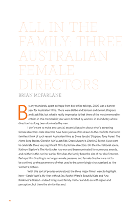 All in the Family: Three Australian Female Directors Brian Mcfarlane