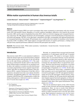 White Matter Asymmetries in Human Situs Inversus Totalis