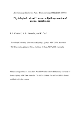 Physiological Roles of Transverse Lipid Asymmetry of Animal Membranes