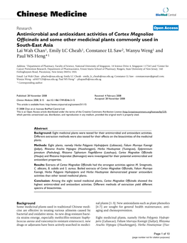 Chinese Medicine Biomed Central