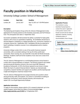 University College London: School of Management