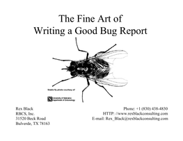 The Fine Art of Writing a Bug Report | RBCS