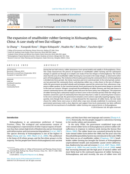 The Expansion of Smallholder Rubber Farming in Xishuangbanna, China