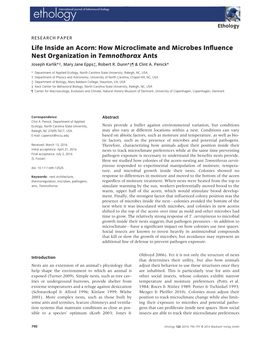 Life Inside an Acorn: How Microclimate and Microbes Influence Nest Organization in Temnothorax Ants