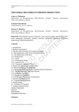 Industrial Recombinant Protein Production - Laura A