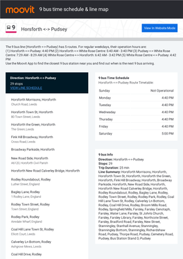 9 Bus Time Schedule & Line Route