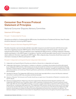 AAA Consumer Due Process Protocol