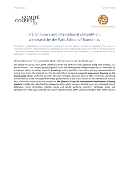 French Luxury and International Competition: a Research by the Paris School of Economics