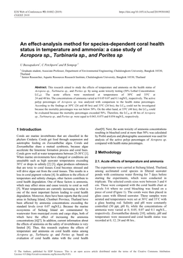 A Case Study of Acropora Sp., Turbinaria Sp., and Porites Sp